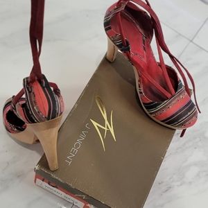 J. Vincent wooden lace up heels